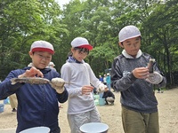 魚に串を刺し塩をぬりました。