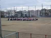 運動場での避難