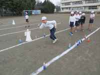 自分のスタート位置にペットボトル設置