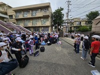 出発式で気合いを入れました